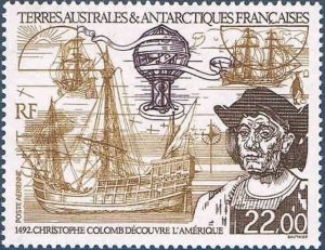 Timbre - 1492 l'année ou Christophe Colomb (re)découvre l'Amérique.
