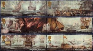Timbres - La Bataille navale de Trafalgar en 1805.