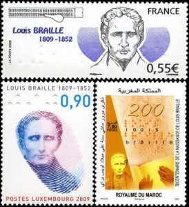 Timbre - Louis Braille inventeur de l'alphabet qui porte son nom.